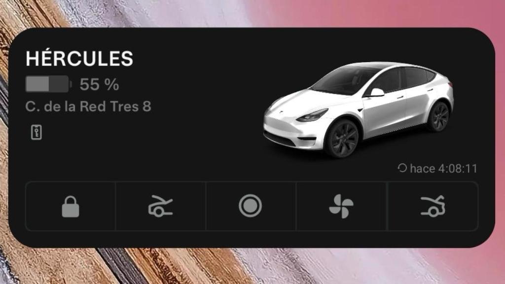 Widget de Tesla con múltiples botones