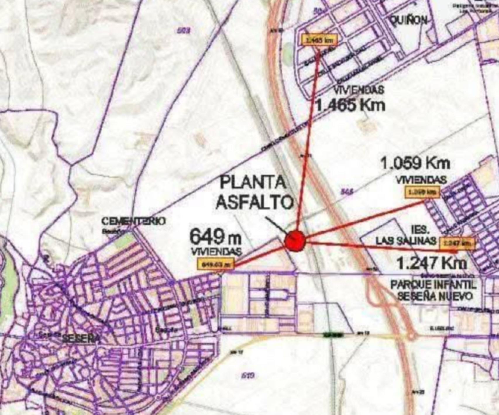 La planta se levantará entre tres núcleos de población.