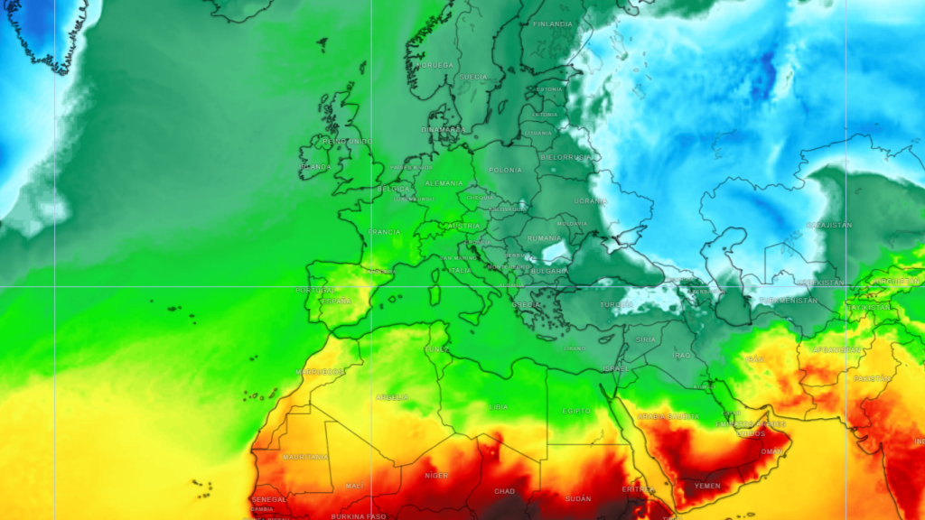 Las masas de aire más frío quedarán tanto al este como al oeste de España. Meteored.