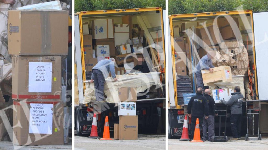 Muebles de gran formato, obras de arte, fotos y hasta una casa de madera. Es lo que ha trasladado Gere en su mudanza definitiva a Madrid.