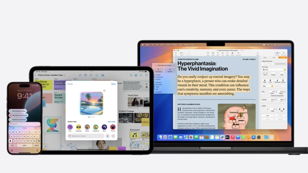 iPhone, iPad y MacBook con Apple Intelligence