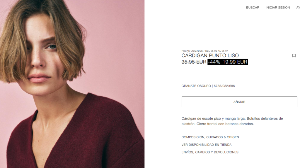 Cárdigan liso. Ref. 5755/032/686