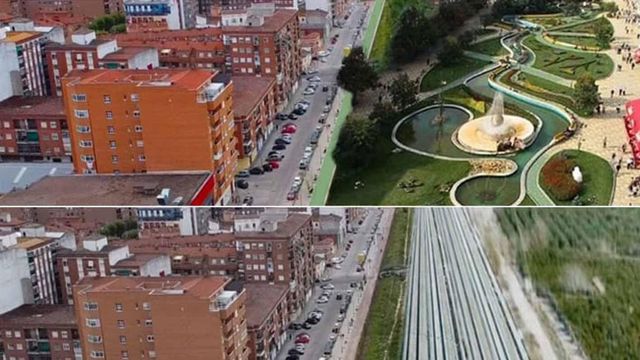 Montaje hecho por SOS Talavera de las vías con o sin soterramiento