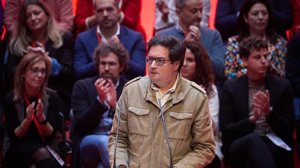 El secretario general del PSOE-M y ministro para la Transformación Digital y de la Función Pública, Óscar López, durante su intervención en el 15º Congreso Regional del PSOE-M.