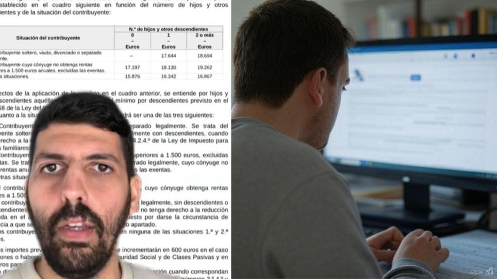 Tiktok de Fiscalidad para todos y hombre rellenando su Declaración de la Renta