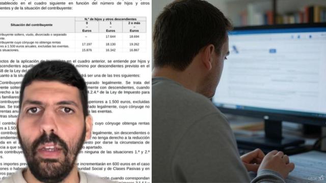 Tiktok de Fiscalidad para todos y hombre rellenando su Declaración de la Renta