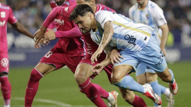 Kevin Medina durante el Málaga vs. Tenerife de Segunda División