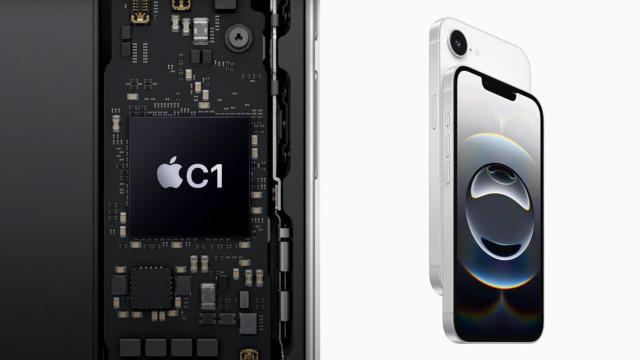 Izqu.: chip C1. Der.: iPhone 16e.