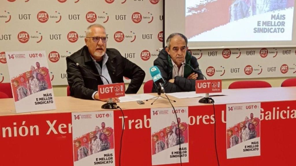 EL secretario de Organización y Administración de UGT Galicia, J. Luís Fernández, y el secretario xeral de UGT Galicia, José Antonio Gómez.