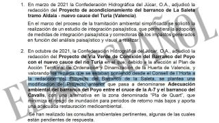 Documento en el que la CHJ reconoce que la Ley de la Huerta obligó a rehacer los proyectos para el Poyo. EE