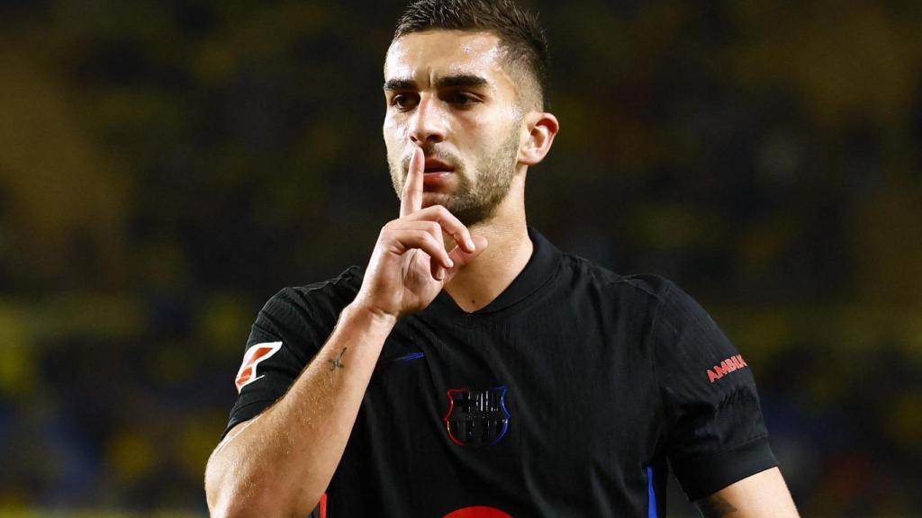 Ferran Torres manda callar tras su gol ante Las Palmas.