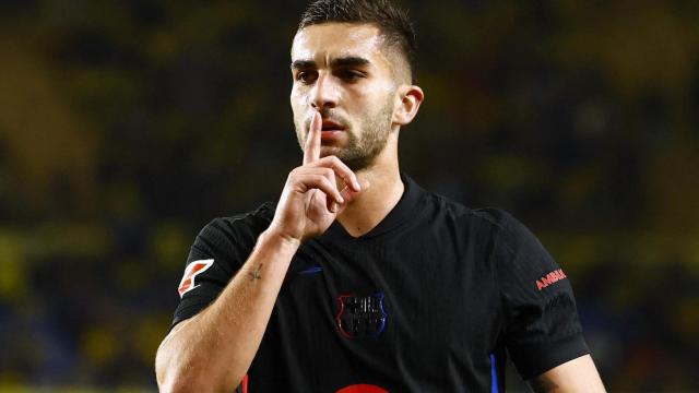 Ferran Torres manda callar tras su gol ante Las Palmas.