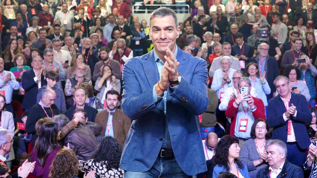 El presidente del Gobierno, Pedro Sánchez, durante su intervención en el XV Congreso del PSOE de Castilla y León, este sábado