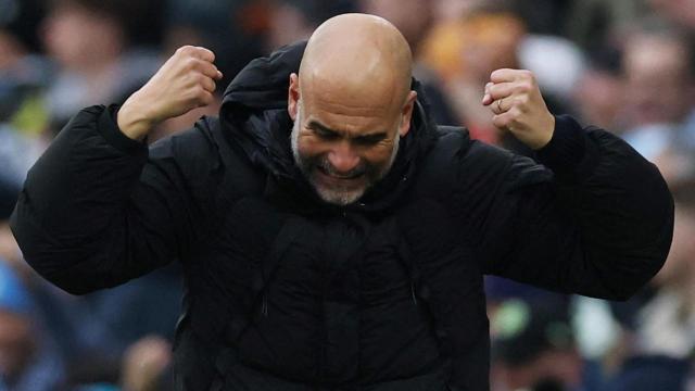 Pep Guardiola, cabreado en un partido del Manchester City.
