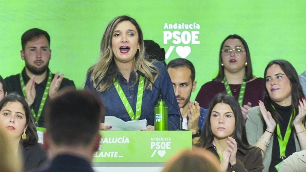 María Márquez interviene ante el congreso del PSOE de Andalucía.