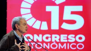 El expresidente del Gobierno José Luis Rodríguez Zapatero durante su intervención en el XV Congreso del PSOE de Castilla y León, este domingo