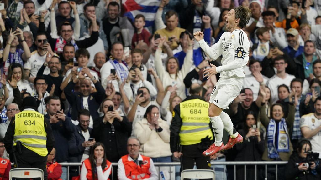 Luka Modric celebra su gol al Girona