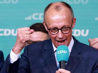 Merz, eufórico, en la celebración de la victoria en la sede de la CDU.