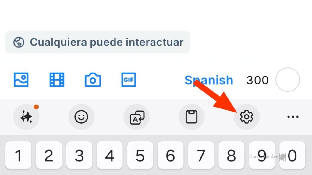 Tecla de Ajustes del teclado de Samsung