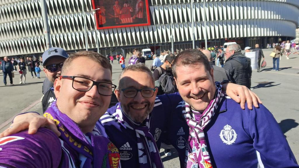 Los tres aficionados del Pucela ilusionados antes del partido