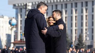 Pedro Sánchez con el presidente ucraniano Volodímir Zelenski en Kiev.
