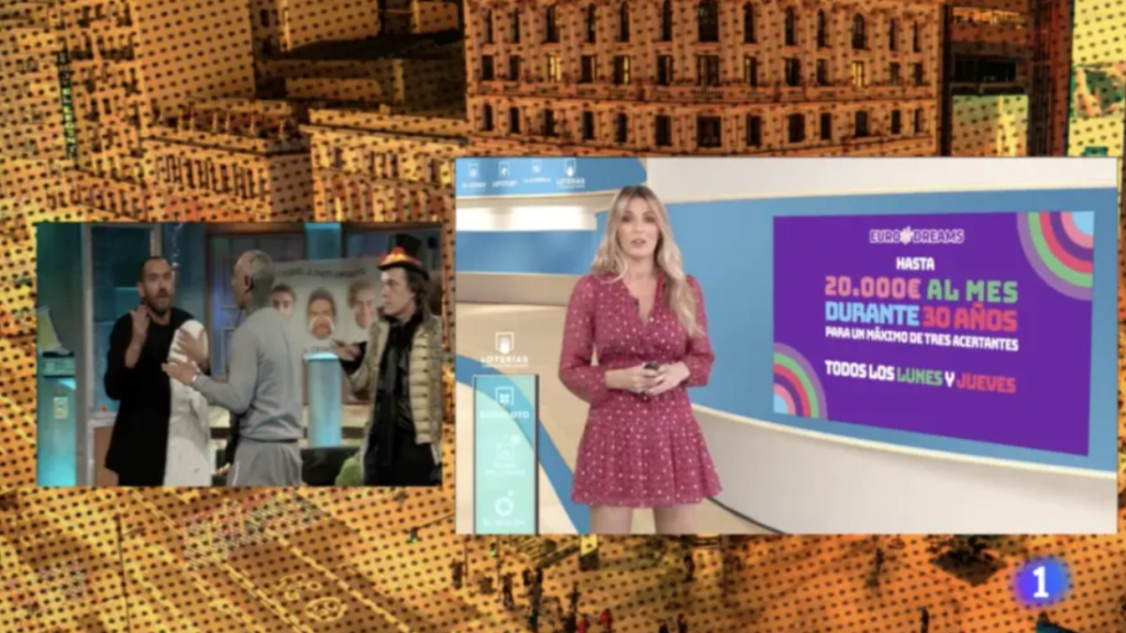 Jorge Ponce, colaborador de 'La Revuelta', y Blanca Benlloch, presentadora de las Loterías.