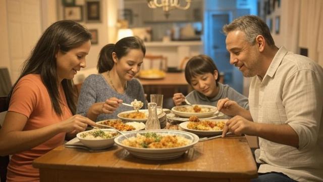Familia española cenando.