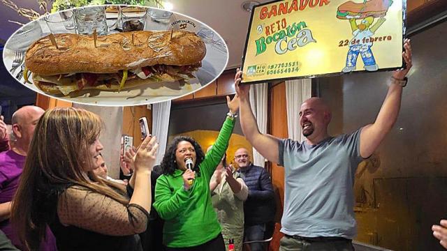 Cristian con el premio y el bocadillo gigante