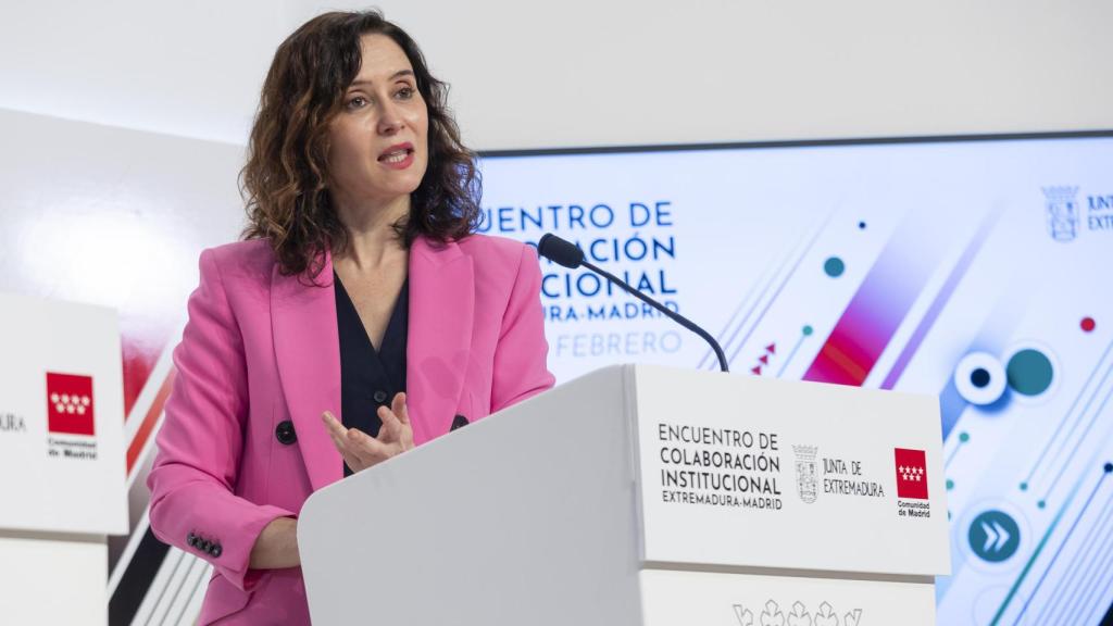 La presidenta de la Comunidad de Madrid, Isabel Díaz Ayuso, en la primera jornada de su viaje institucional a Extremadura.