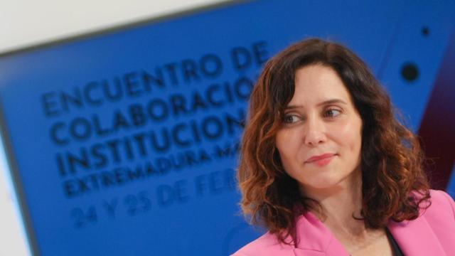 La presidenta de la Comunidad de Madrid, Isabel Díaz Ayuso, este lunes en Extremadura.