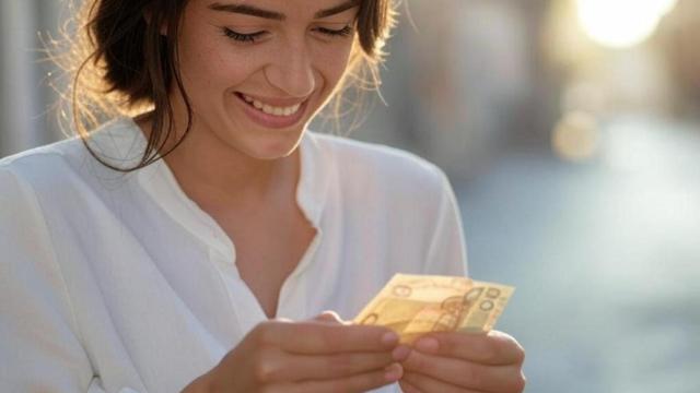 Mujer sujetando sus ahorros