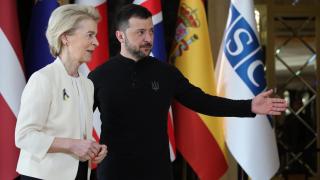 Ursula von der Leyen y Voldímir Zelenski, durante su encuentro de este lunes en Kiev