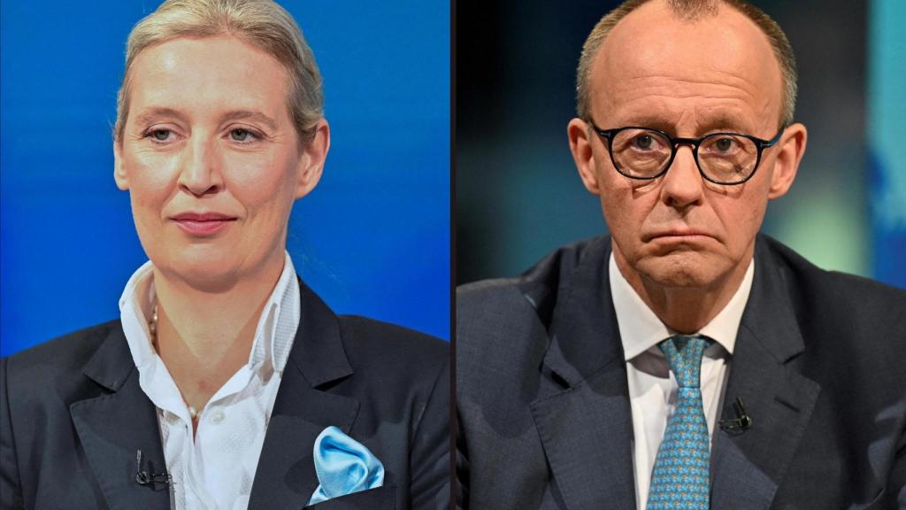 Weidel y Merz, en el debate poselectoral de ayer.