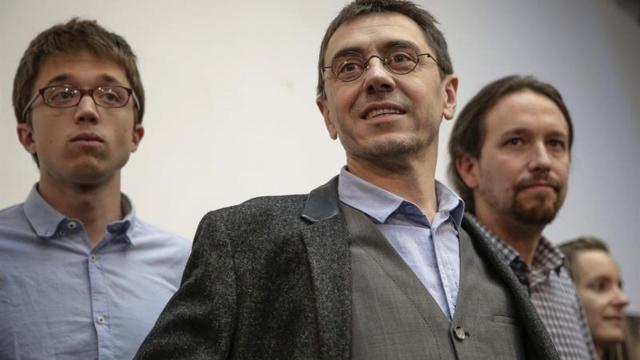 Íñigo Errejón, Juan Carlos Monedero y Pablo Iglesias, en una imagen de archivo.