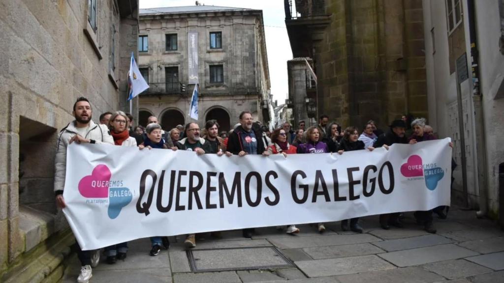 Miles de personas se manifestaron este domingo en Santiago en defensa del gallego.