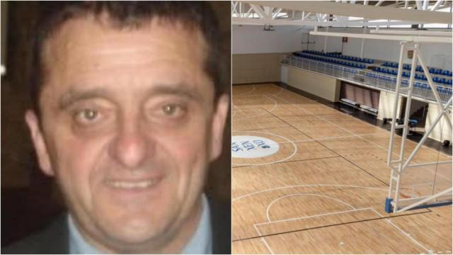 A la izquierda, Andrés Rico, el abuelo de O Grove fallecido tras ser agredido en la grada del pabellón de Sanxenxo (derecha).