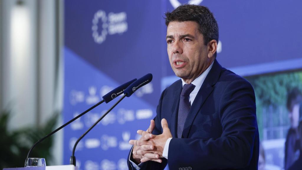 Carlos Mazón, durante su intervención en el Forum Europa en el Hotel Ritz de Madrid. Efe / Chema Moya