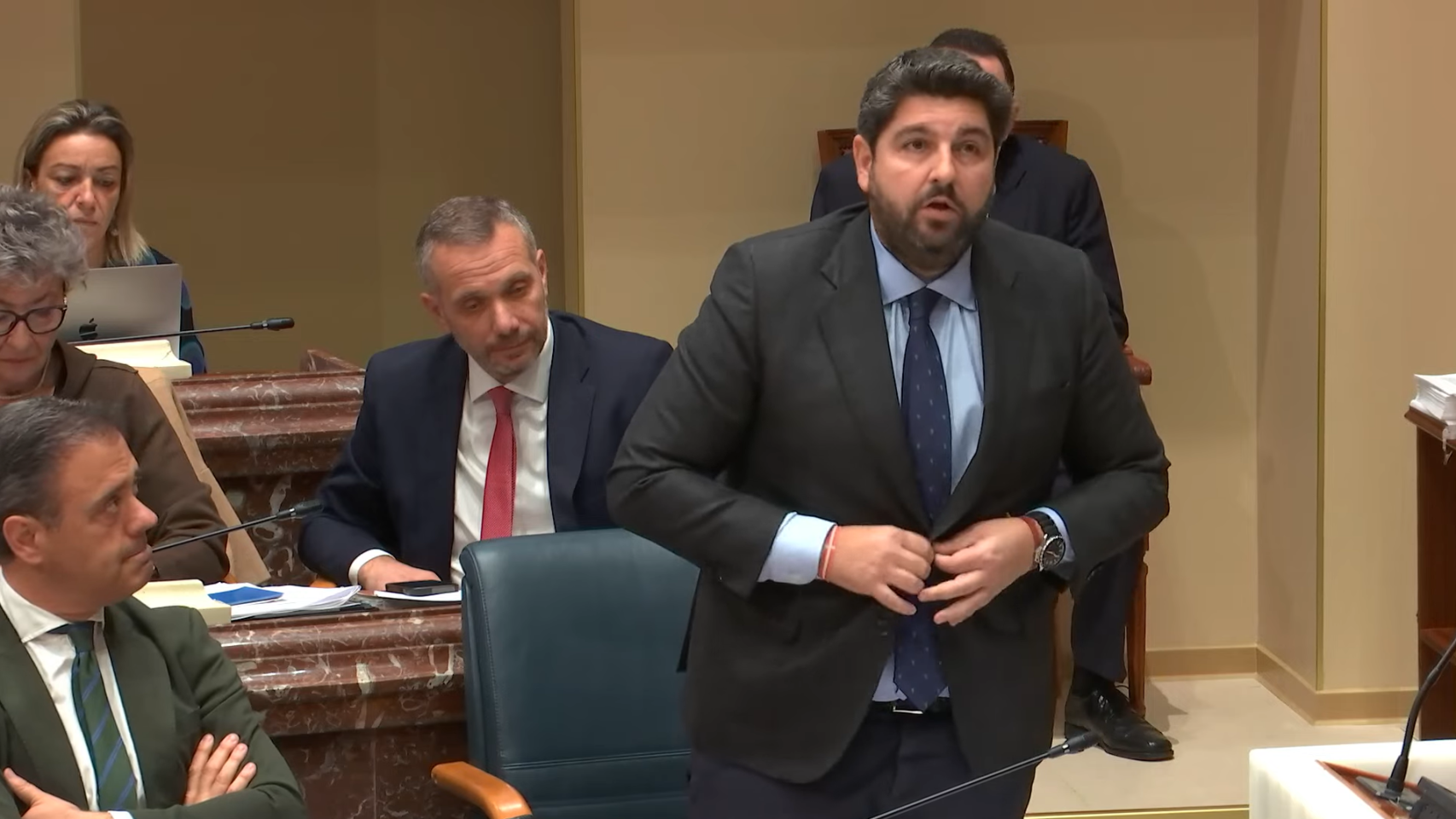 López Miras interviene durante el Consejo de Gobierno de este martes.