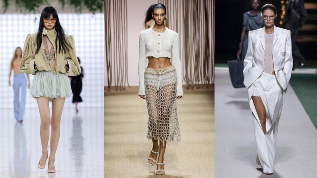 Siluetas de Chloé, Roberto Cavalli y Victoria Beckham.