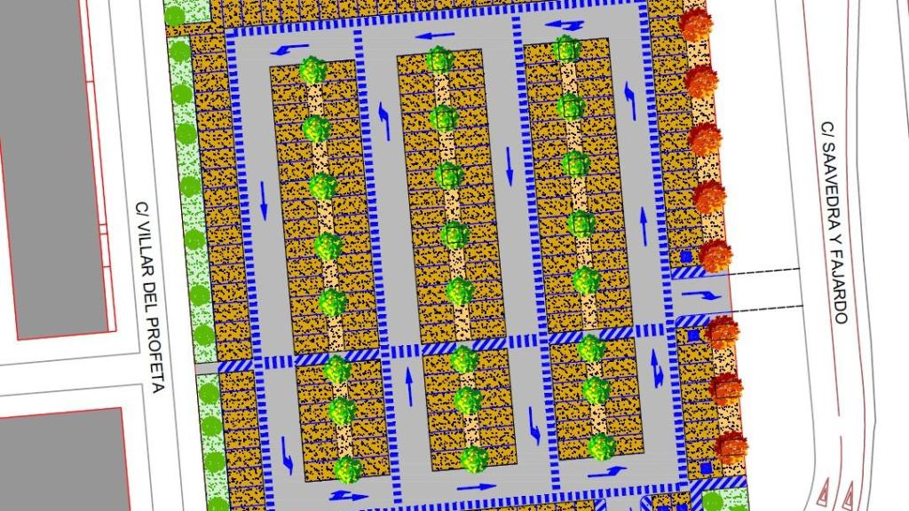 Plano del aparcamiento en el barrio El Zurguén de Salamanca