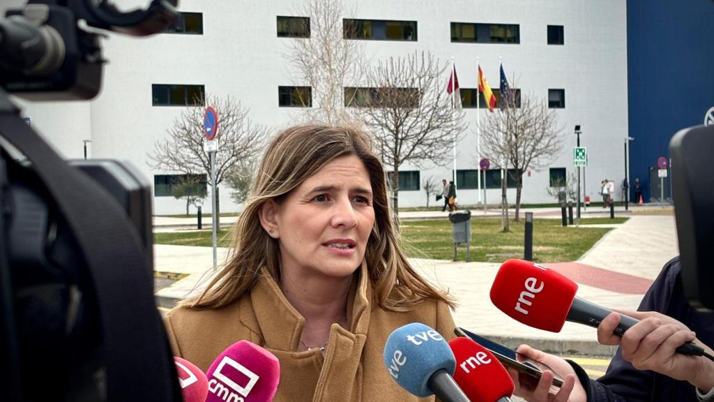 Carolina Agudo, secretaria general del PP de Castilla-La Mancha, este martes ante los medios.