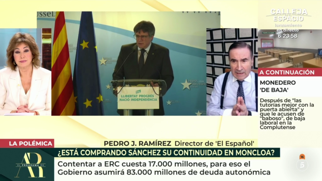 Pedro J. Ramírez durante su intervención en 'El programa de AR' este martes.