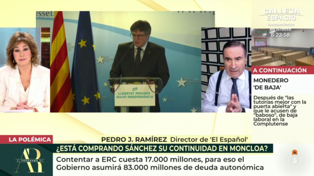 Pedro J. Ramírez durante su intervención en 'El programa de AR' este martes.