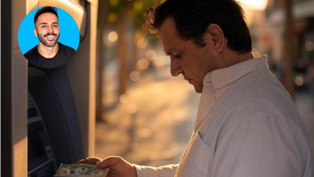 Hombre sacando dinero de un cajero.