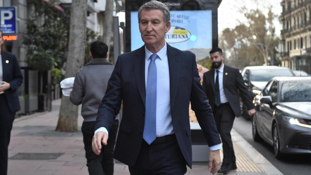 El presidente del Partido Popular, Alberto Núñez Feijóo, el pasado martes a su llegada al foro ‘Nuevos retos, nuevas respuestas'.