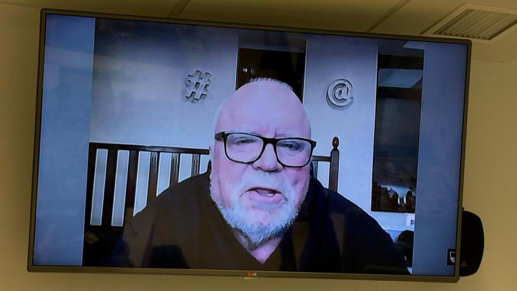 Villarejo, durante su declaración por videoconferencia en este juicio.