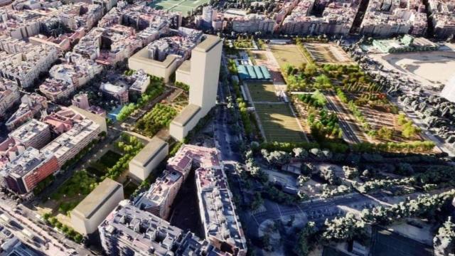 Proyección virtual sobre las antiguas cocheras de Cuatro Caminos.