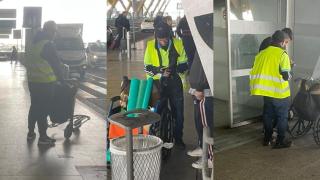 Los falsos trabajadores del aeropuerto de Barajas.