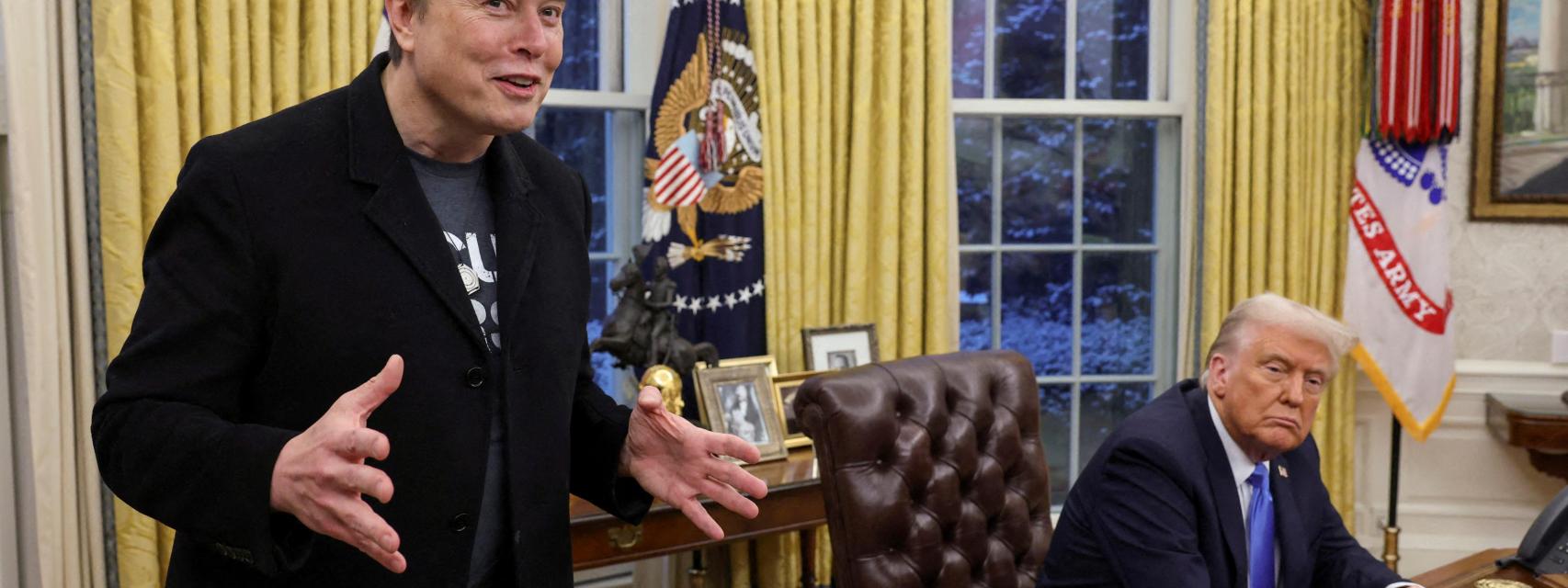 Elon Musk y el presidente de EEUU, Donald Trump, en una rueda de prensa la semana pasada en el Despacho Oval de la Casa Blanca.