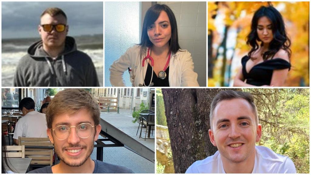 De arriba a abajo y de izquierda a derecha, Oleg Logunov, María del Pilar Carpy, Dolla Logunova, David Carrillo y Francisco Reyes, el top 5 en el MIR de 2025.